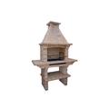 Stone Masonry Barbecue BBQ With Grill and Side Tables