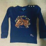 Polo By Ralph Lauren Shirts & Tops | Girls Polo Equestrian Wool Sweater Sz 6x | Color: Blue | Size: 6xg