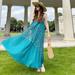 Anthropologie Dresses | Nwt Anthropologie Geisha Designs Pleated Lace Maxi Dress Teal Size S | Color: Blue/Green | Size: S