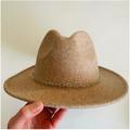 Anthropologie Accessories | Anthropologie Wool Chain Link Trimmed Fedora Hat | Tan | Nwt | Color: Tan | Size: Os