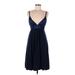 BCBG Paris Cocktail Dress - A-Line: Blue Solid Dresses - Women's Size 8