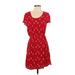 Market and Spruce Casual Dress - Mini Scoop Neck Short sleeves: Red Dresses - Women's Size Small