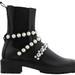 Zara Shoes | New Zara Black Leather Pearl Strap Low Heeles Ankle Boots Size Us 7.5 | Color: Black | Size: 7.5