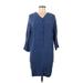 Papell Too Casual Dress - Shirtdress: Blue Dresses - Women's Size 8