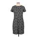 Calvin Klein Casual Dress - Shift: Gray Grid Dresses - Women's Size 8