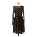 Sunday in Brooklyn Casual Dress - A-Line: Black Print Dresses - Women's Size 4