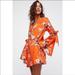 Free People Dresses | Free People Women’s Lover Of Mine Orange Floral Mini Dress Small | Color: Orange/White | Size: S