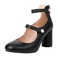 HUPAYFI High Heels for Women Vintage Mary Jane Heels for Women Court Shoes Block Low Heels Work Shoes T Strap Ladies Court Shoes,Sister Birthday Gifts 5.5 30.84 Black