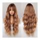 Wigs Long Brown Blonde Wigs with Bangs Water Wave Heat Resistant Wavy Hair Synthetic Wig for Women Daliy Natural Lolita Ladies wig