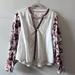 Anthropologie Tops | Anthropologie Embroidered Floral Puff Long Sleeve Button In Front (Medium) | Color: Pink/White | Size: M