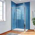 ELEGANT 1500 x 800 mm Sliding Shower Enclosure 6mm Safety Glass Reversible Bathroom Cubicle Screen Door with Side Panel