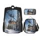 YANDM Winter Cable Ski Lift Backpack 3 Pcs Set Travel Hiking Lightweight Laptop Pencil Case Insulated Lunch Bag for Women