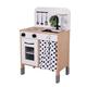 Teamson Kids Wooden Play Kitchen Pretend Play Kitchen with Interactive Role Play Oven, Sink and Curtain, Adjustable Leg Height, Black/White, Philly