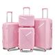 4 Piece Luggage Sets with Spinner Wheels, Expandable Lightweight Suitcase TSA Lock Hard Shell Luggage Sets for Travel Family Luggage Set 14in/20in/24in/28in, Pink, Casual