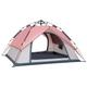 Pop Up Tent, Family Tent for 4 Person, Portable Instant Tent, Waterproof Windproof for Camping Hiking Mountaineering (Color : Pink and white)