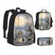 SUHNGE Romantic Paris Eiffel Tower Print Backpack School Bookbags Set Lunch Bag Pencil Case School Backpacks Girls Boys