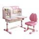 Luojuny 2Pcs/Set Kids Desk and Chair Set,Height Adjustable Children School Study Table Chair Set with Astronaut Pattern, Ergonomic Desk Chair with Large Writing Board, Bookshelf and Drawer (Pink, Blu