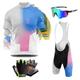 Mens Summer Cycling Short Sleeve Top and Gel Bib Shorts Set,2024 Pro Team Cycling Suits For Men+Cycling Gloves+Cycling Goggles (Typ-2,XXL)