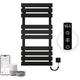 OihPaw Heated Towel Rail,1100x550 mm WiFi Towel Warmer Rail for Bathroom,446W Wall Mounted Electric Towel Rail with Timer and LED Indicator,Black Right Electric Heated Towel Rail
