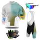 Mens Summer Cycling Short Sleeve Top and Gel Bib Shorts Set,2024 Pro Team Cycling Suits For Men+Cycling Gloves+Cycling Goggles (Typ-5,L)