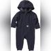 Carhartt One Pieces | Carhartt Long Sleeve Zip Up Hooded Baby 0-3 | Color: Blue | Size: 0-3mb