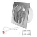 H&C VENT Extractor Fan │ Inline Exhaust Fan │For Kitchen Bathroom Shower Toilet Wall Ceiling Window Kit │ Silent Humidistat centrifugal fume fan (Silver I Pull Switch & Cable, Ø 150 mm)