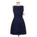 Aidan by Aidan Mattox Casual Dress - Sheath: Blue Jacquard Dresses - New - Women's Size 6