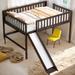 Elegant & Contemporary Design Full Size Low Loft Bed with Vertical Ladder & Smooth Slide, Space-saving, Long-time Use, Espresso