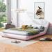 Full Upholstered Platform Bed with Sloped Headboard &Built-In LED Lighting,White