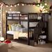 Contemporary Stairway Twin over Twin Bunk Bed with Storage and Guard Rail for Bedroom, Dorm, Maximized Storage Space, Espresso