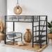 Industrial Modern Twin Size Metal Loft Bed with Bench and Storage Staircase, Sturdy Construction & Safety Guaranteed, Black
