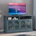 Multi-Purpose Storage Buffet with Glass Doors and Adjustable Shelves, TV Stand or Sideboard, Dark Teal
