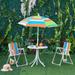 Kids Folding Table and Chairs Set with Removable & Height Adjustable Sun Umbrella - 4pcs