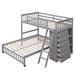 Wooden Twin Over Full Bunk Bed with 6 Drawers & Flexible Shelves