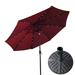 AZ Patio Heaters Solar Market Umbrella with LED Lights in Red with Wicker Finish Base