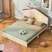Wooden Platform Bed with House-shaped Headboard and Built-in LED, Full Size