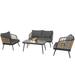 Black+Natural PE Rattan Wicker 4-Piece Outdoor Sofa Set with Thick Cushions