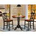 East West Furniture 3 Piece Counter Height Dining Set- a Round Wooden Table and 2 Kitchen Chairs, (Finish Options)