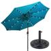 AZ Patio Heaters Solar Market Umbrella with LED Lights in Turquoise with Base