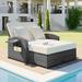 PE Wicker Rattan 2-Person Reclining Daybed with Waterproof Cover