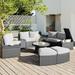 Outdoor Sectional Half Round Patio Rattan Sofa Set & Furniture Set - 55.12*28.74*23.62