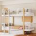 Modern Twin over Twin Size Wooden Bunk Bed with Fence Guardrail and Drawer for Kids/Teens/Adults Bedroom