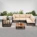 6-piece All-Weather Wicker Patio Furniture Set with Modular Design Sectional Sofa and Coffee Table