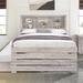 Farmhouse Rustic Twin Size Captain Bed with Bookcase,3 Drawers& Trundle,Rustic White