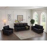 Large 3-piece Sectional Sofa, 3-seat Storage Base Sofa, Modern Faux Leather Loveseat, Nailhead Armrest Chair for Living Room