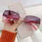 Vintage randlose Sonnenbrille 2024 Frauen Farbverlauf Sonnenbrille Sommer farben Mode uv400 rahmenlose Sonnenbrille Damen Brille