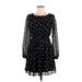 Xhilaration Casual Dress - Mini Scoop Neck 3/4 sleeves: Black Print Dresses - Women's Size Medium