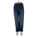 Nine West Jeans - Mid/Reg Rise Straight Leg Boyfriend: Blue Bottoms - Women's Size 6 - Dark Wash