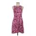 Athleta Casual Dress: Burgundy Acid Wash Print Dresses - Women's Size Medium Petite