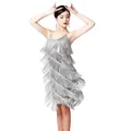 Damen Flapper Kleid 1920er Jahre Pailletten Quaste Latin Party Cocktail kleid Gesellschaft stanz